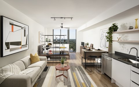 Floor plan for studio, 1 bath, 527 sqft